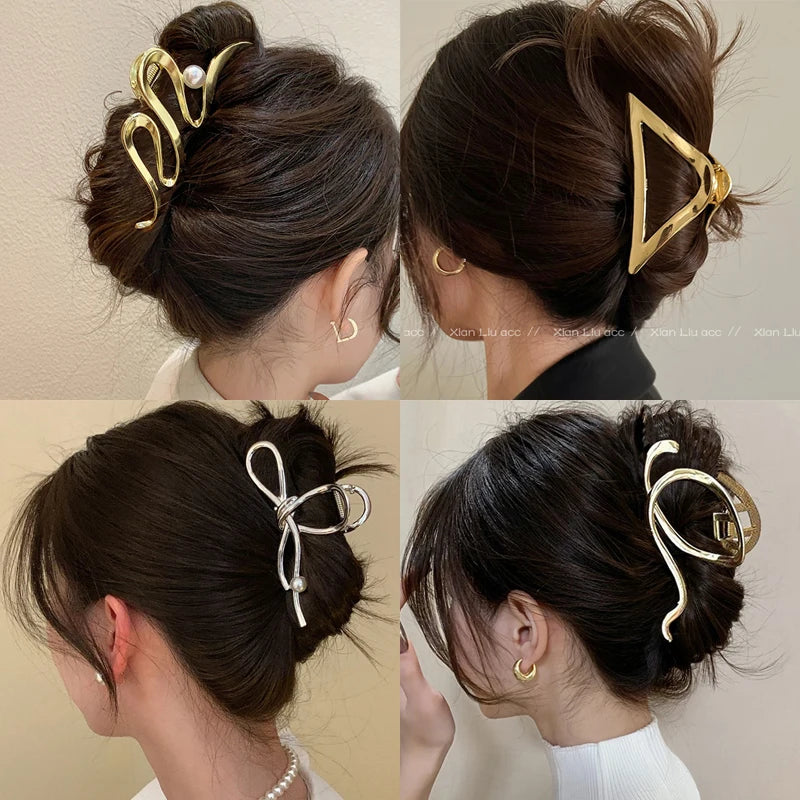 Women Metal Geometric Hair Claw Clip