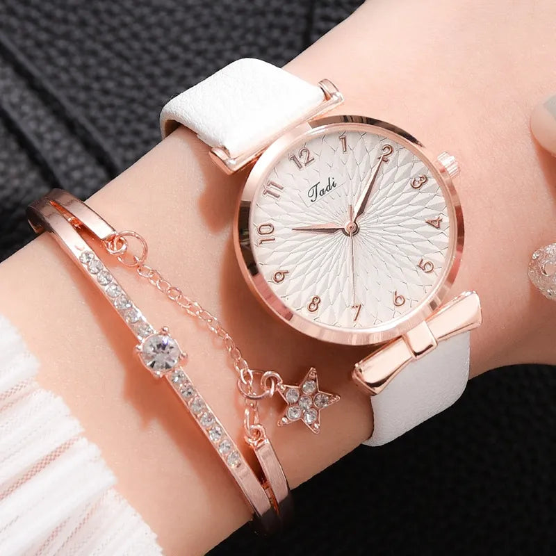 Women Quartz Bracelet + Watch Set