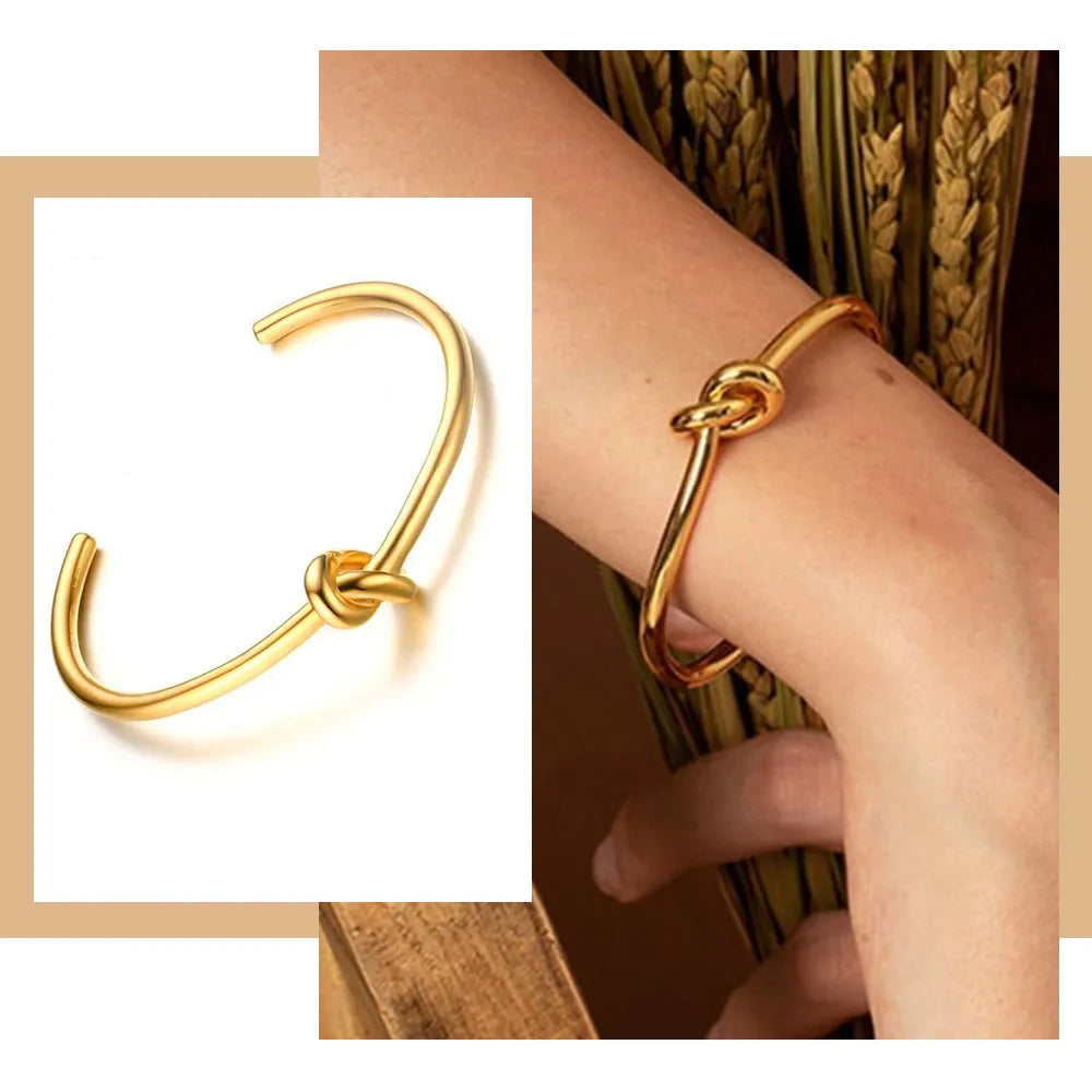 Round Circular Open Knot Cuff Bangle Bracelet For Women